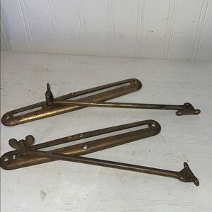 2 Antique Cast Brass Sliding Casement Window Adjuster Stay French Door Stay